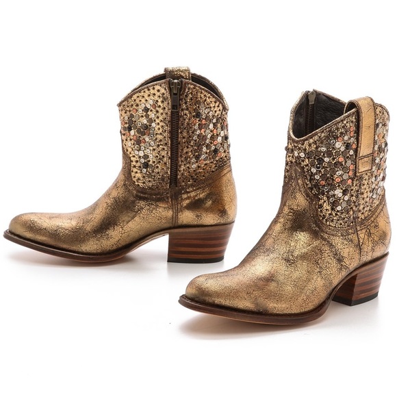 gold frye boots